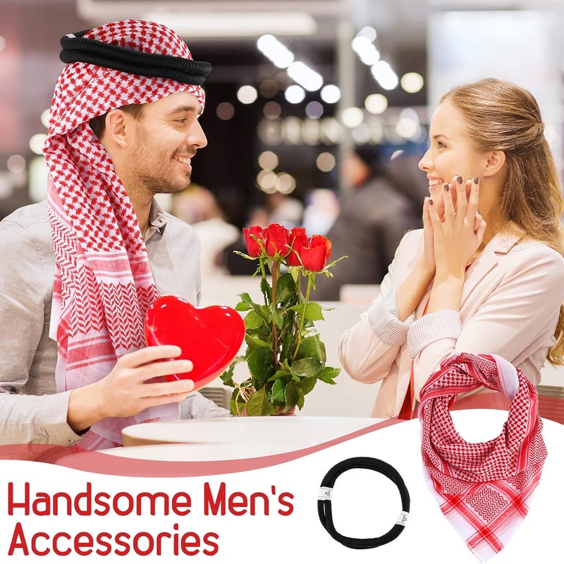 Hoolerry Arab Shemagh Muslim Keffiyeh Head Wrap Scarf Arabic Tactical Desert Headwear with Aqel Rope Halloween Costume Accessories - Image 5